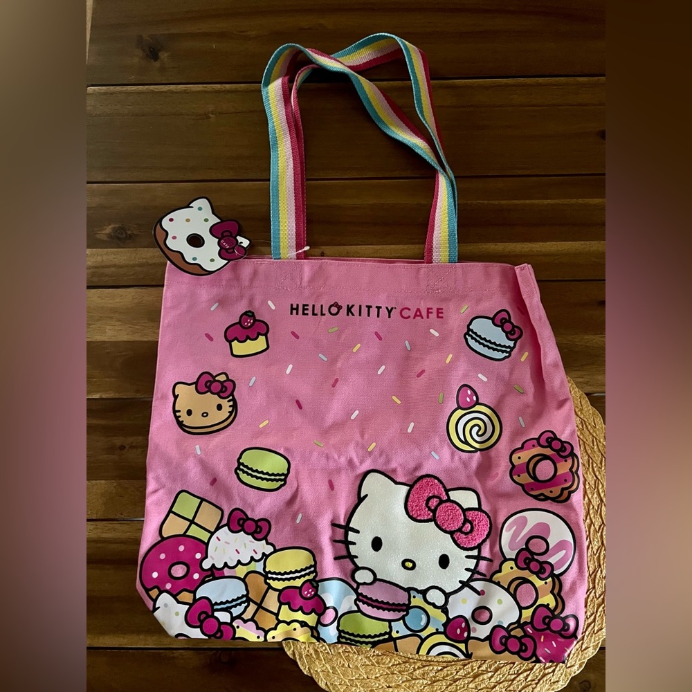 NWT RARE! Hello Kitty Cafe Rainbow Tote - Sweet Sprinkles Canvas Tote Bag